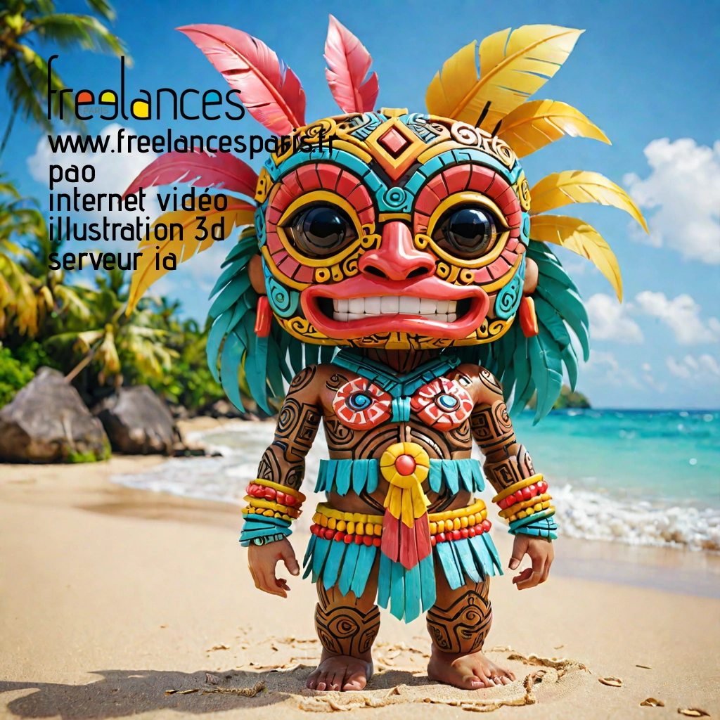 Pao mise en page internet vidéo illustration 3d serveur IA générative AI freelance paris studio de création magazines PW34WNT0